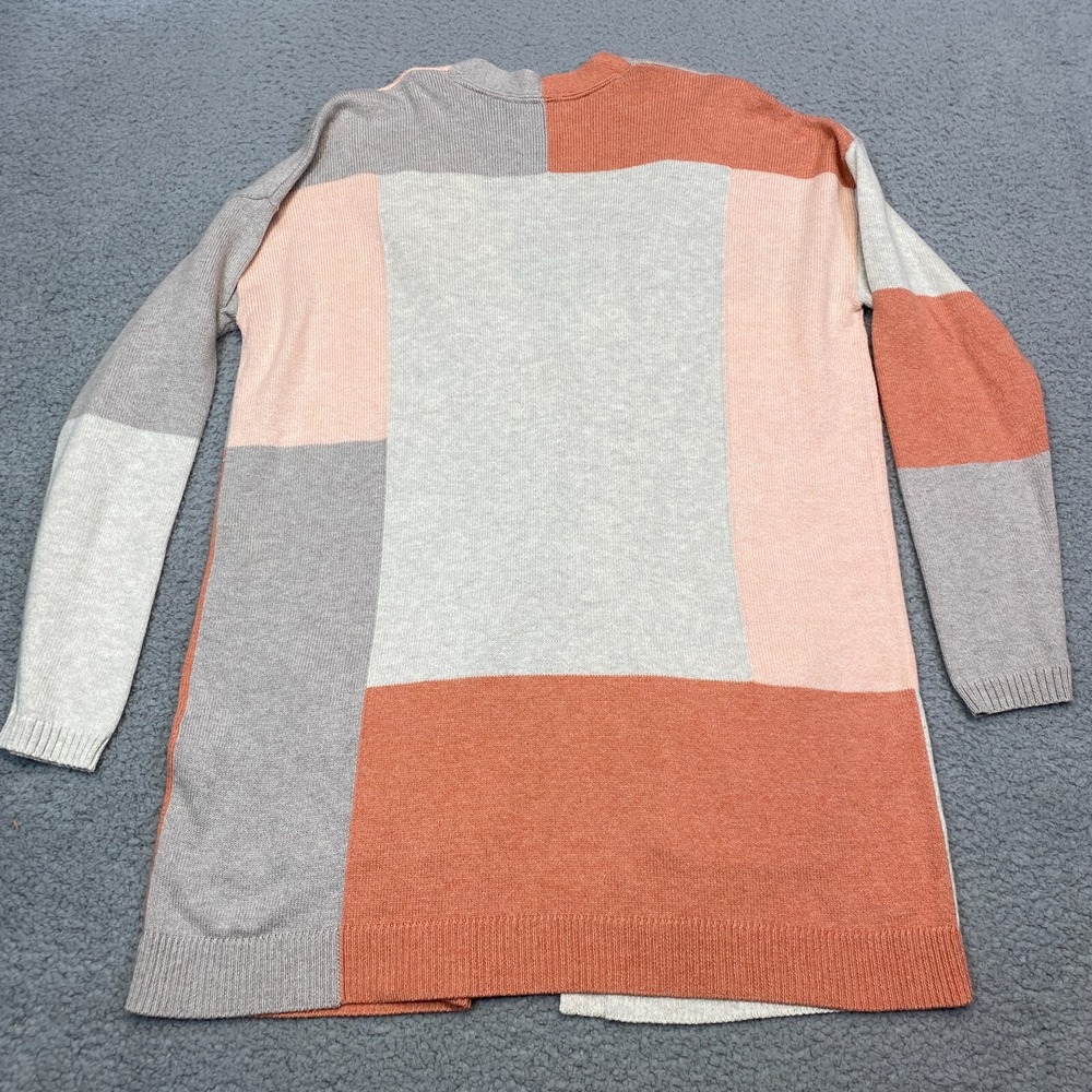 Pure Jill Sweater Women's Medium Cardigan Button Knit Blocked V Neck Mid Length